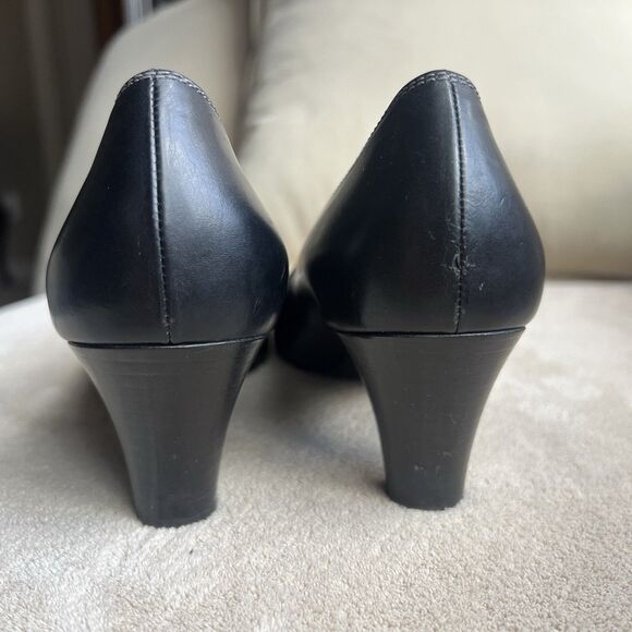 Salvatore Ferragamo Black Leather Heel Pump Women 7.5 AA Narrow Buckle Designer - Picture 11 of 16